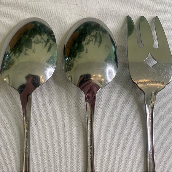 3 Pc SERVING SET Wm A Rogers Deluxe Stainless MANSFIELD AMADEUS Oneida Ltd 8.5" - Picture 7 of 12